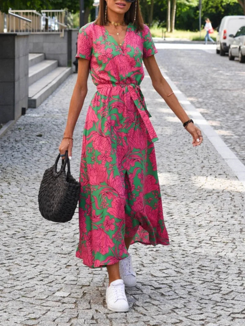 Midi-overslagjurk met bloemenprint voor dames