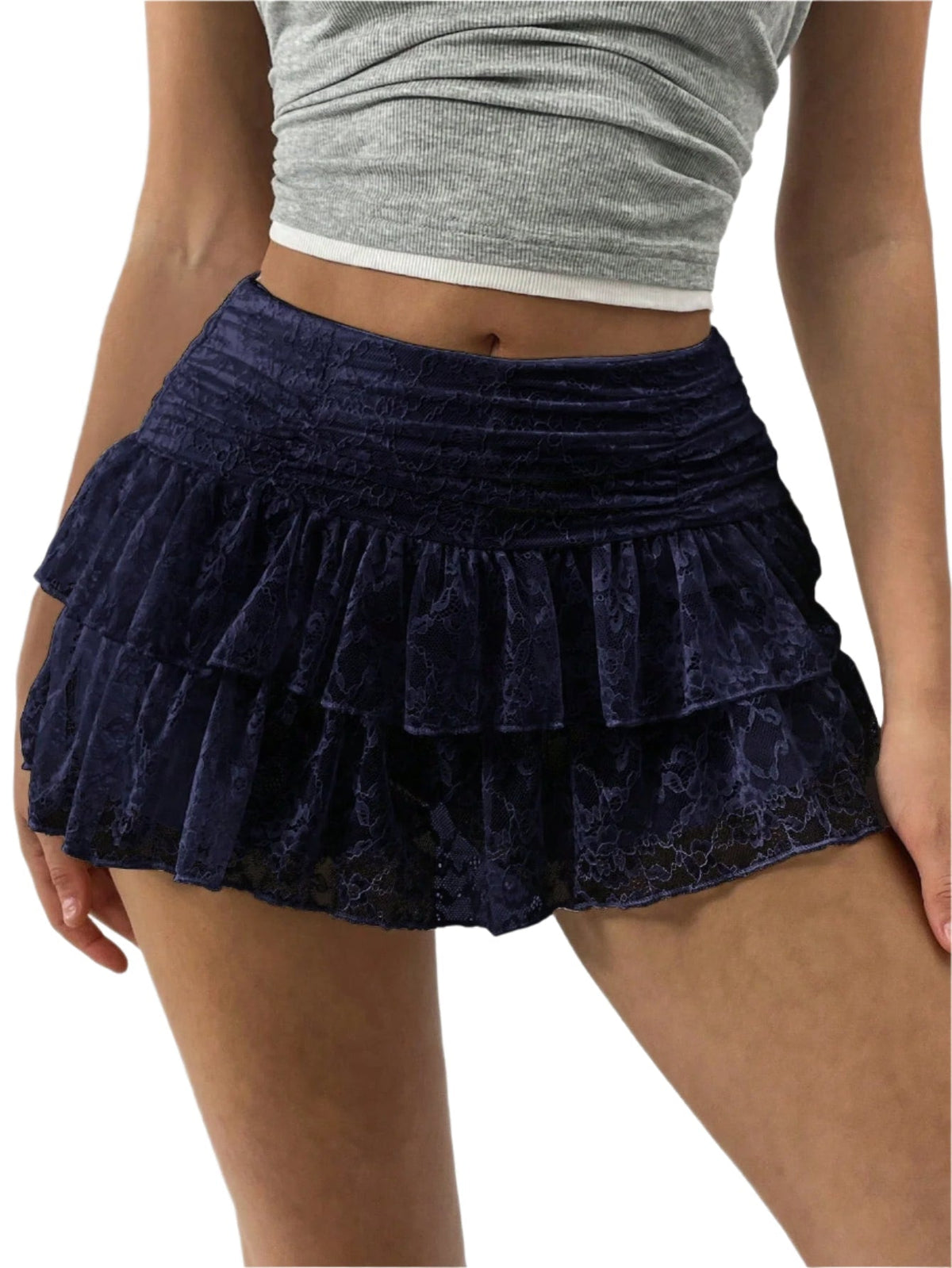 Mini-rok met roesjes en brede tailleband voor dames – Herfsteditie