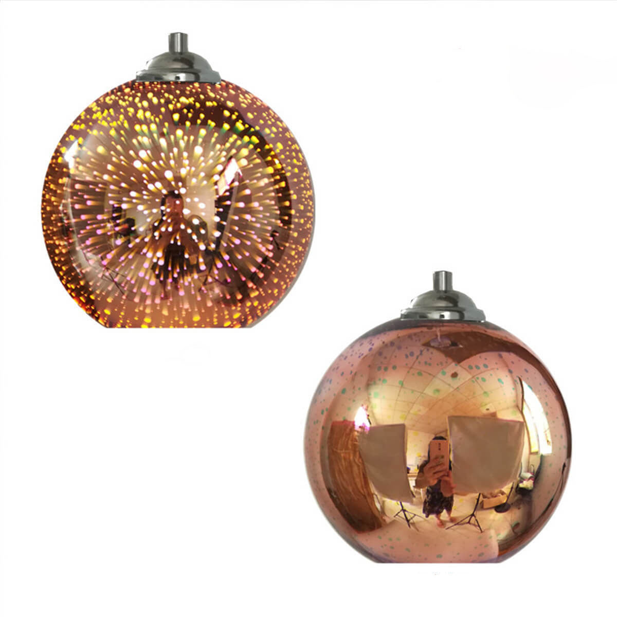 Moderne creatieve 3D kleurrijke vuurwerk glazen koepelhanglamp met 1 lichtpunt
