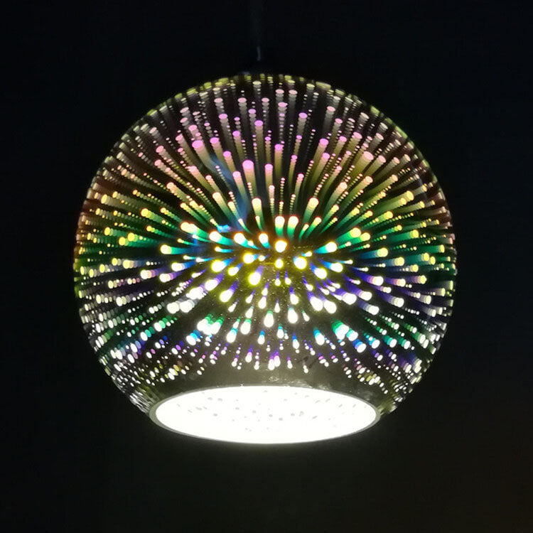 Moderne creatieve 3D kleurrijke vuurwerk glazen koepelhanglamp met 1 lichtpunt