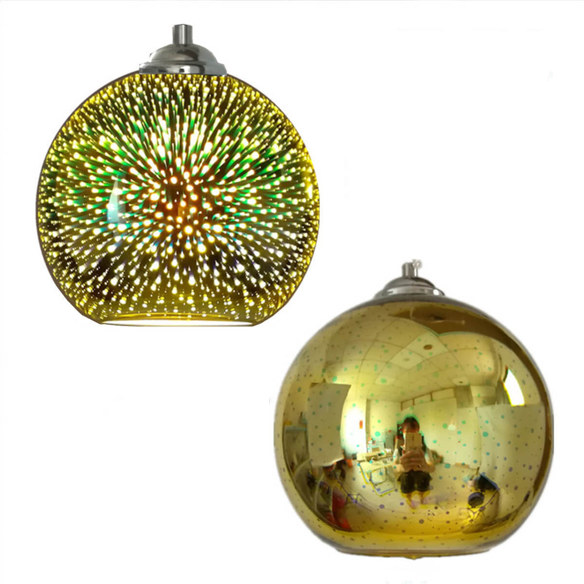 Moderne creatieve 3D kleurrijke vuurwerk glazen koepelhanglamp met 1 lichtpunt