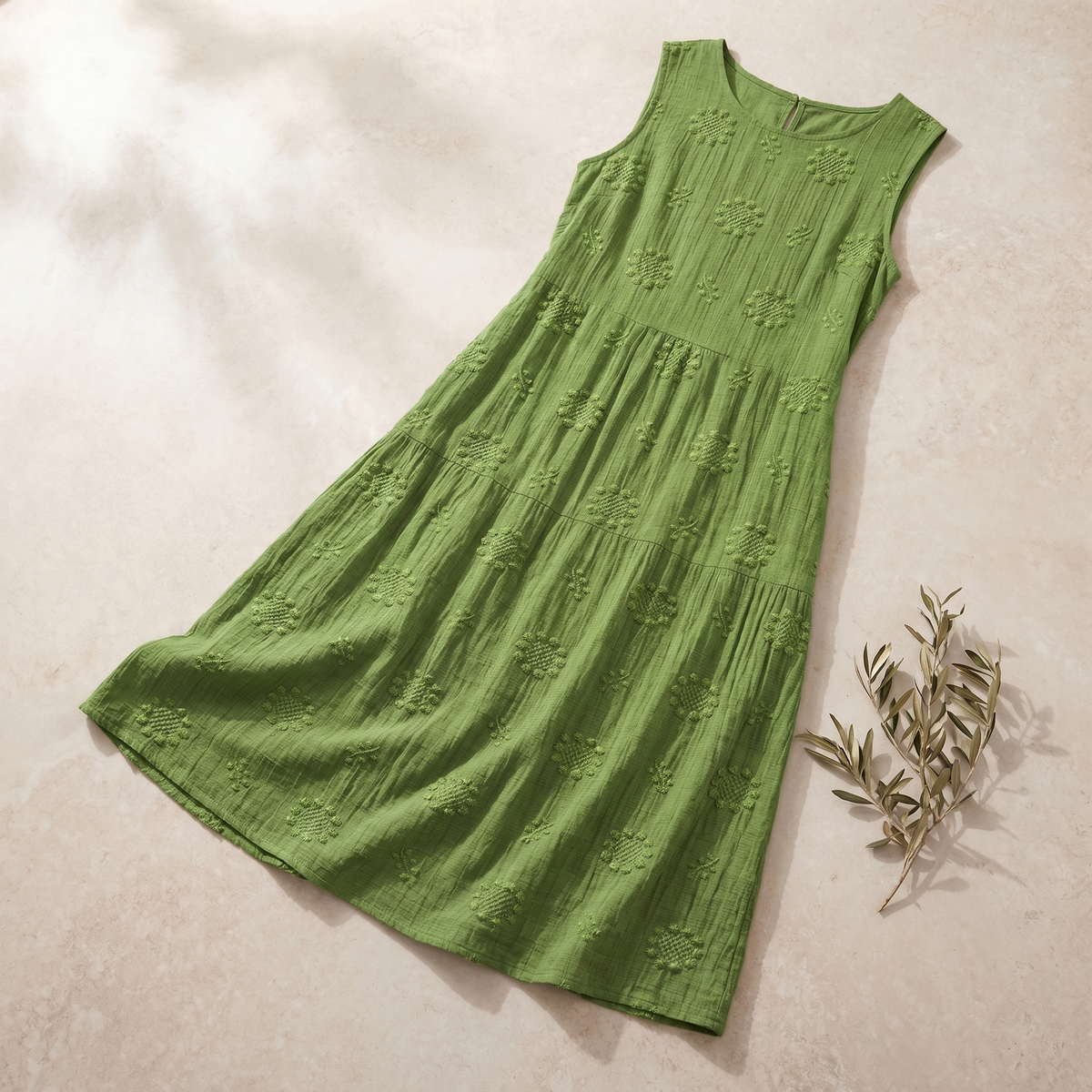 Mouwloze borduurjurk voor dames | Lichte zomerse maxi-jurk