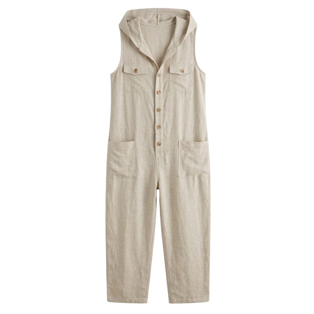 Mouwloze jumpsuit met capuchon