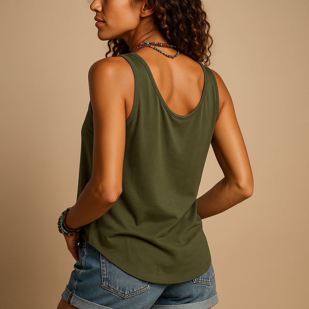 Mouwloze, lichte blouse met knopen