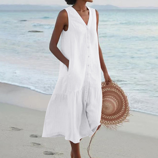 Mouwloze midi-jurk voor dames