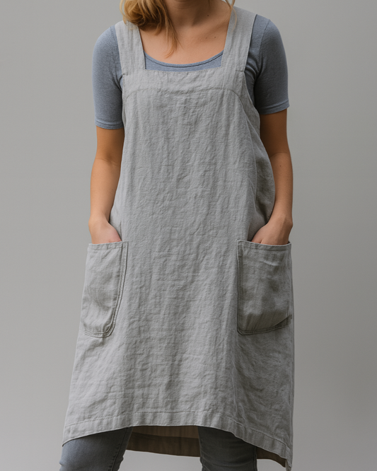 Mouwloze schortjurk in midi-lengte voor dames