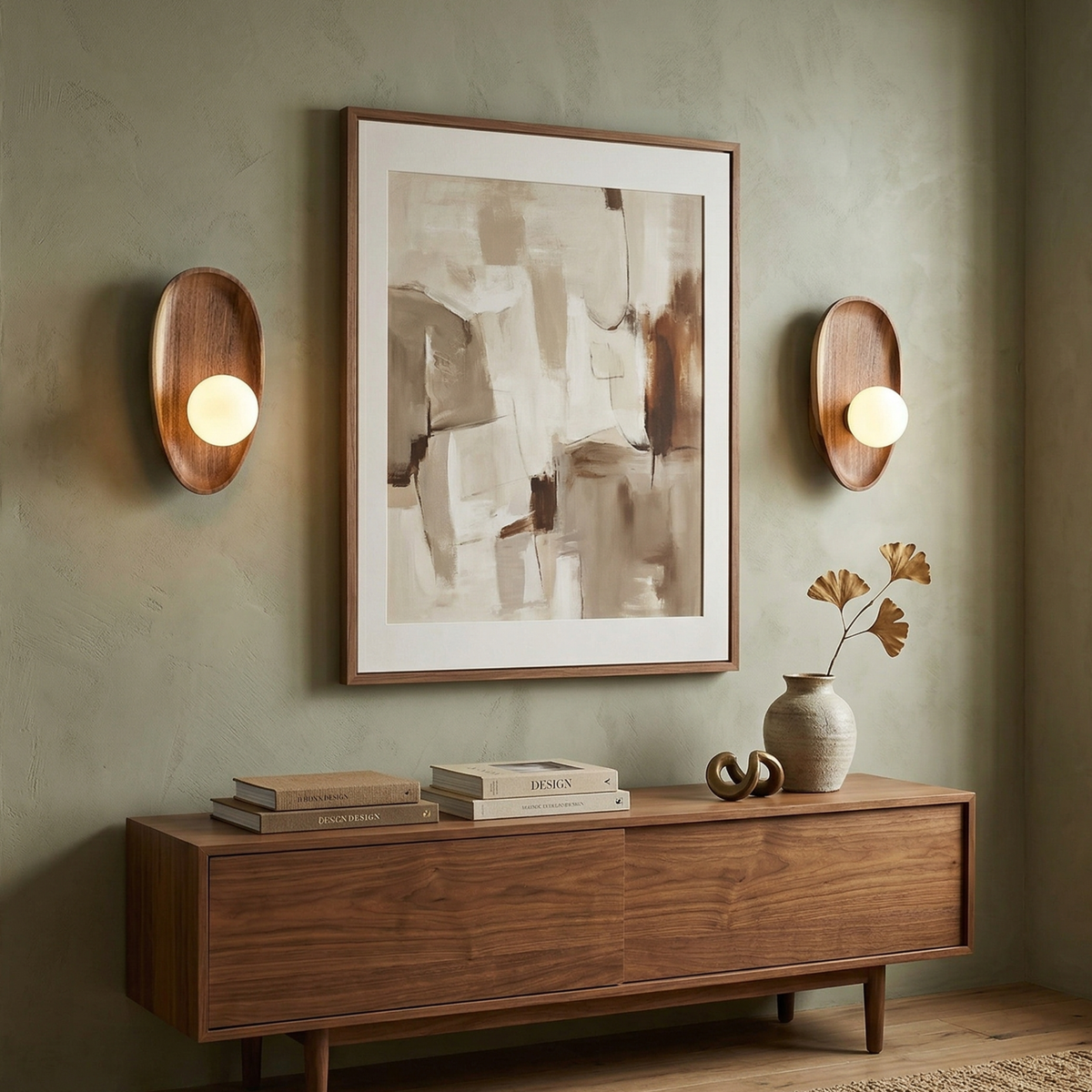 Noords minimalistische led-wandlamp met natuurhouten accent