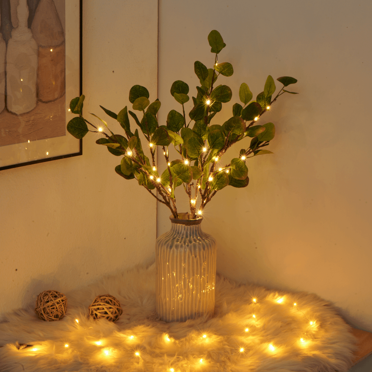 Olijftak met led-lichtsnoer