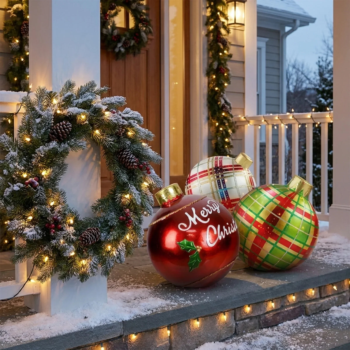 Opblaasbare grote kerstbal voor buitendecoratie tijdens de feestdagen