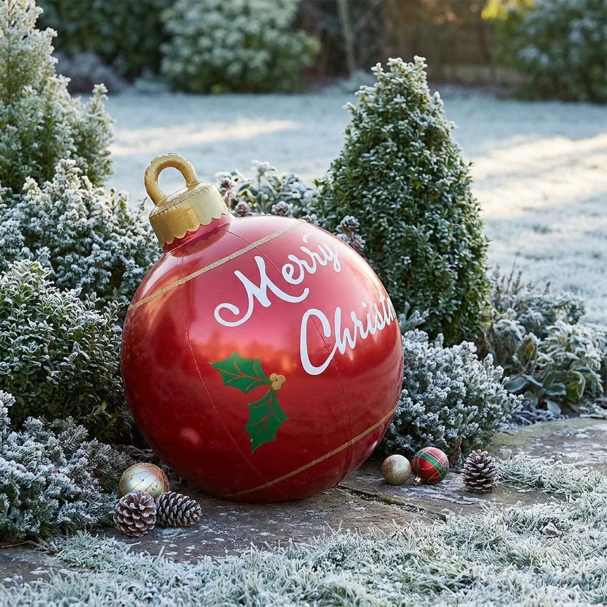 Opblaasbare grote kerstbal voor buitendecoratie tijdens de feestdagen