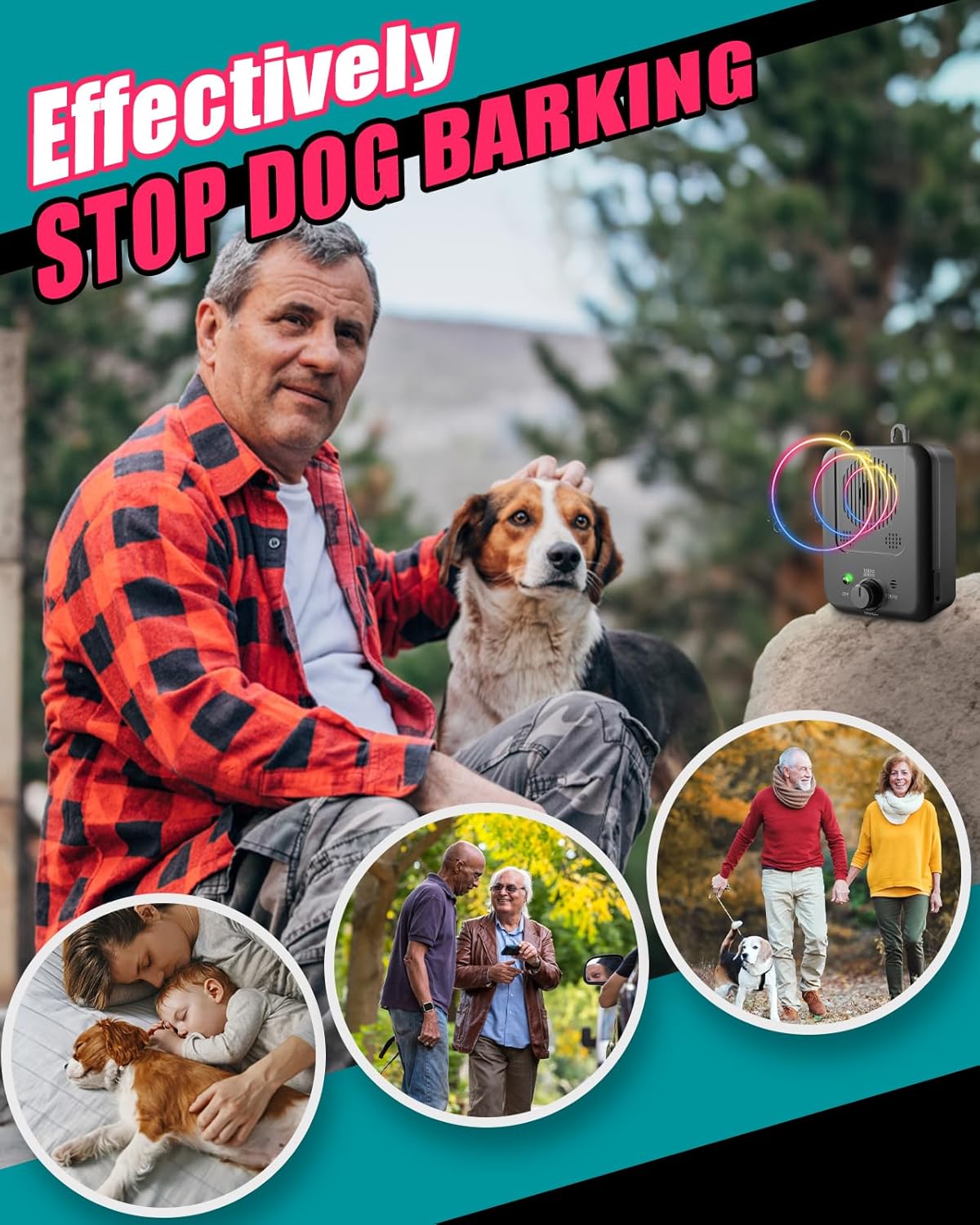 Oplaadbare ultrasone anti-blafhulp voor honden met 15 meter bereik