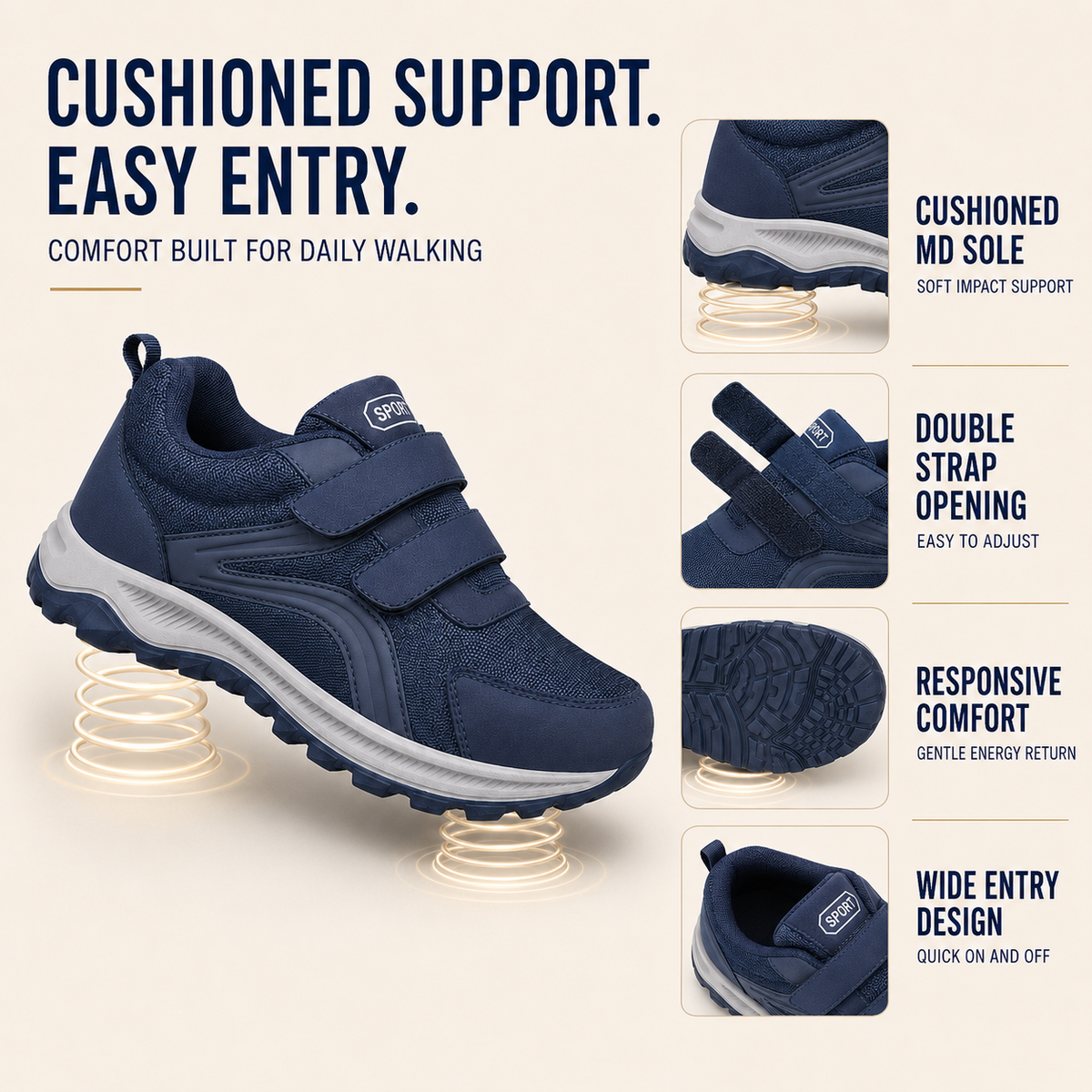 Orthopedische wandelsneakers met brede pasvorm