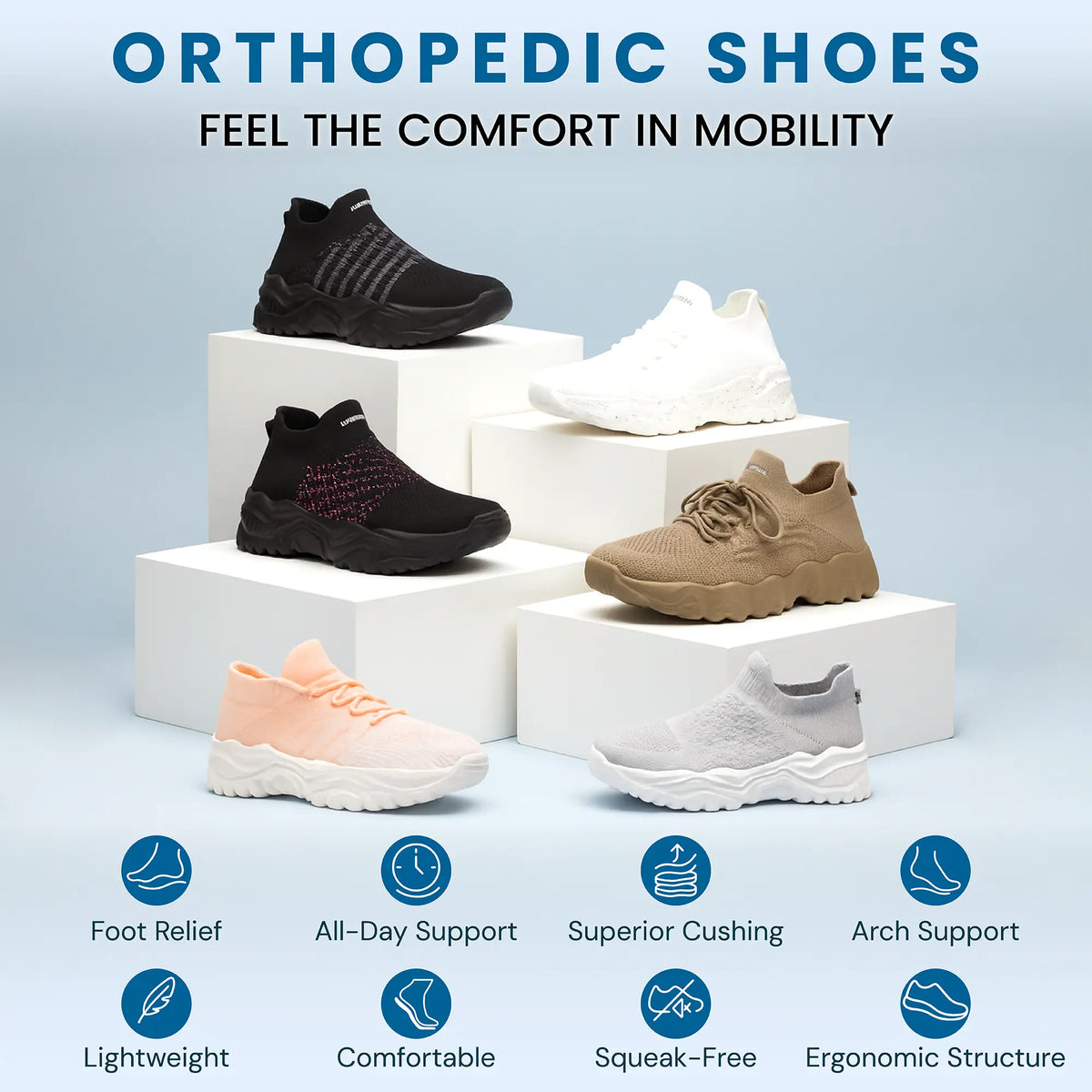 Orthopedische Wolken Instapschoenen - Geheel Wit Comfort