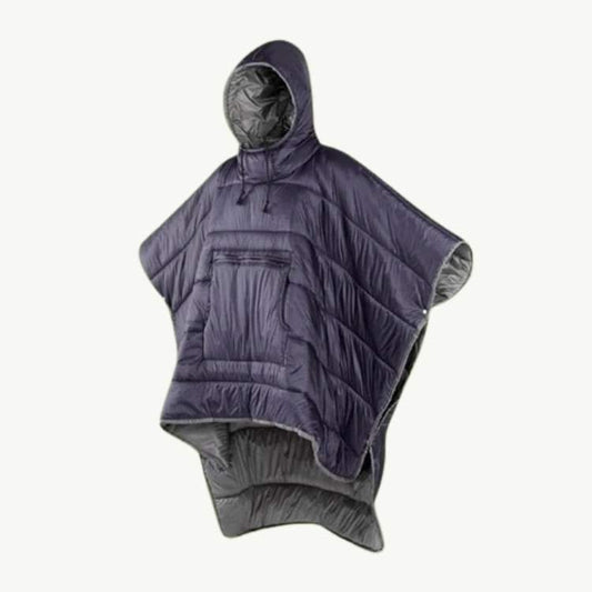Outdoor poncho met fleecevoering