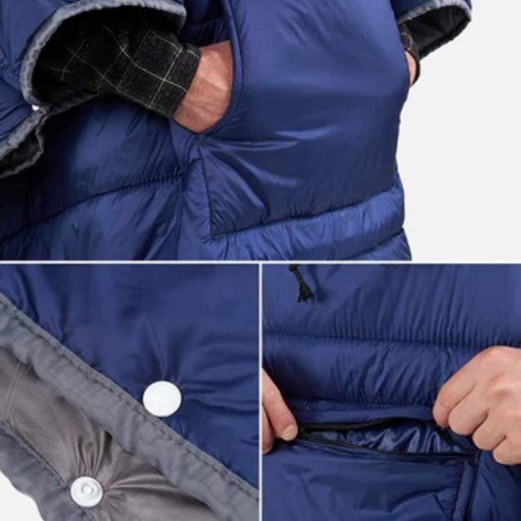 Outdoor poncho met fleecevoering