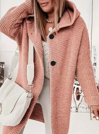 Oversized gebreid damesvest met capuchon