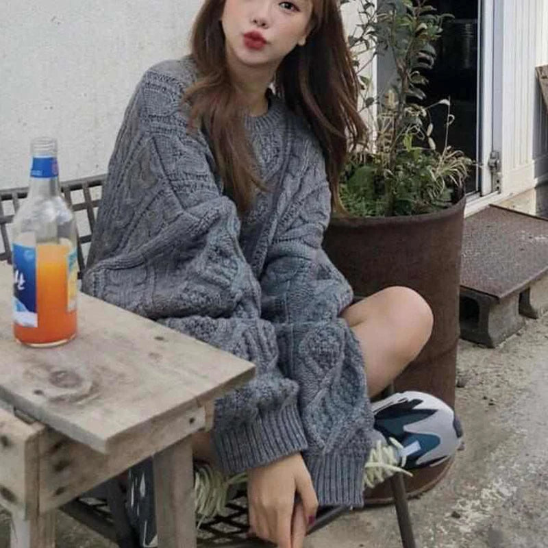 Oversized gebreide jurk