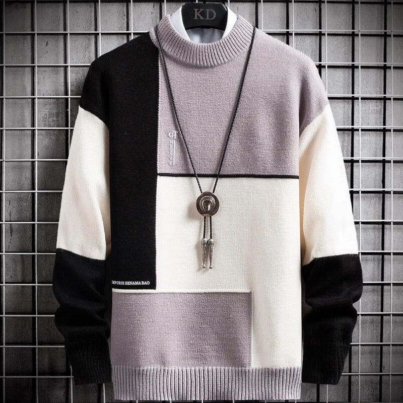 Patchwork Pullover | Warme Trui