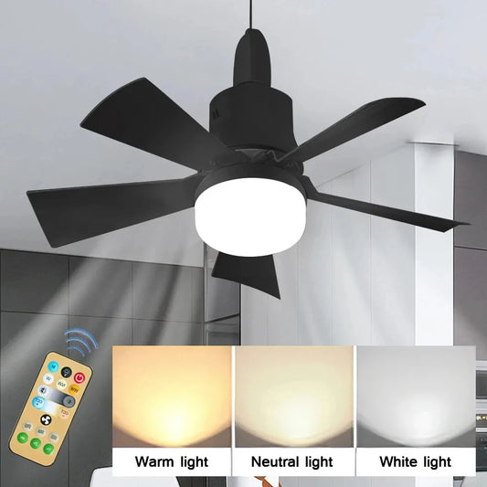 Plafondventilator met Verlichting 30W E27 met Afstandsbediening - Dimbare LED-functie, Slimme Stille Ventilator voor Slaapkamer & Woonkamer