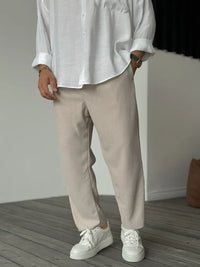 Plissé herenbroek met wide leg
