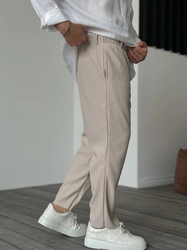 Plissé herenbroek met wide leg