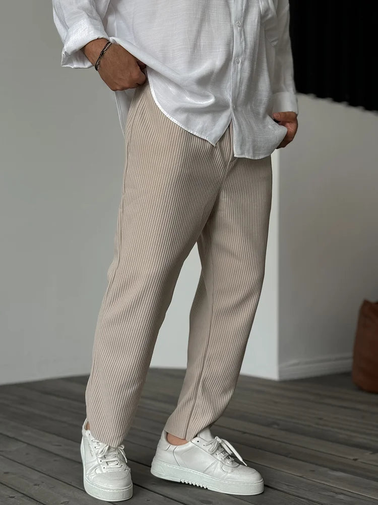 Plissé herenbroek met wide leg
