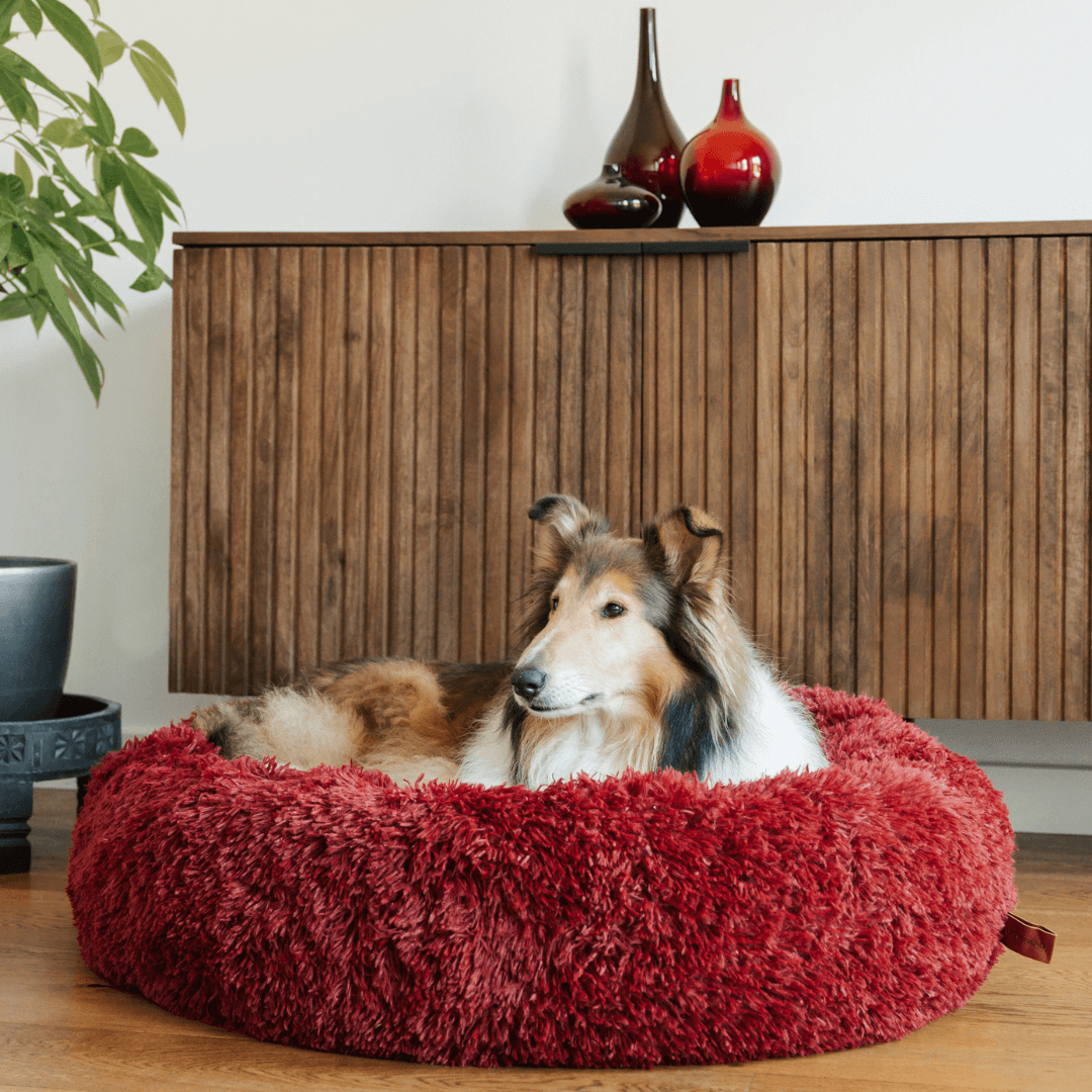 Pluizige angstverminderende donut hondenmand voor alle honden
