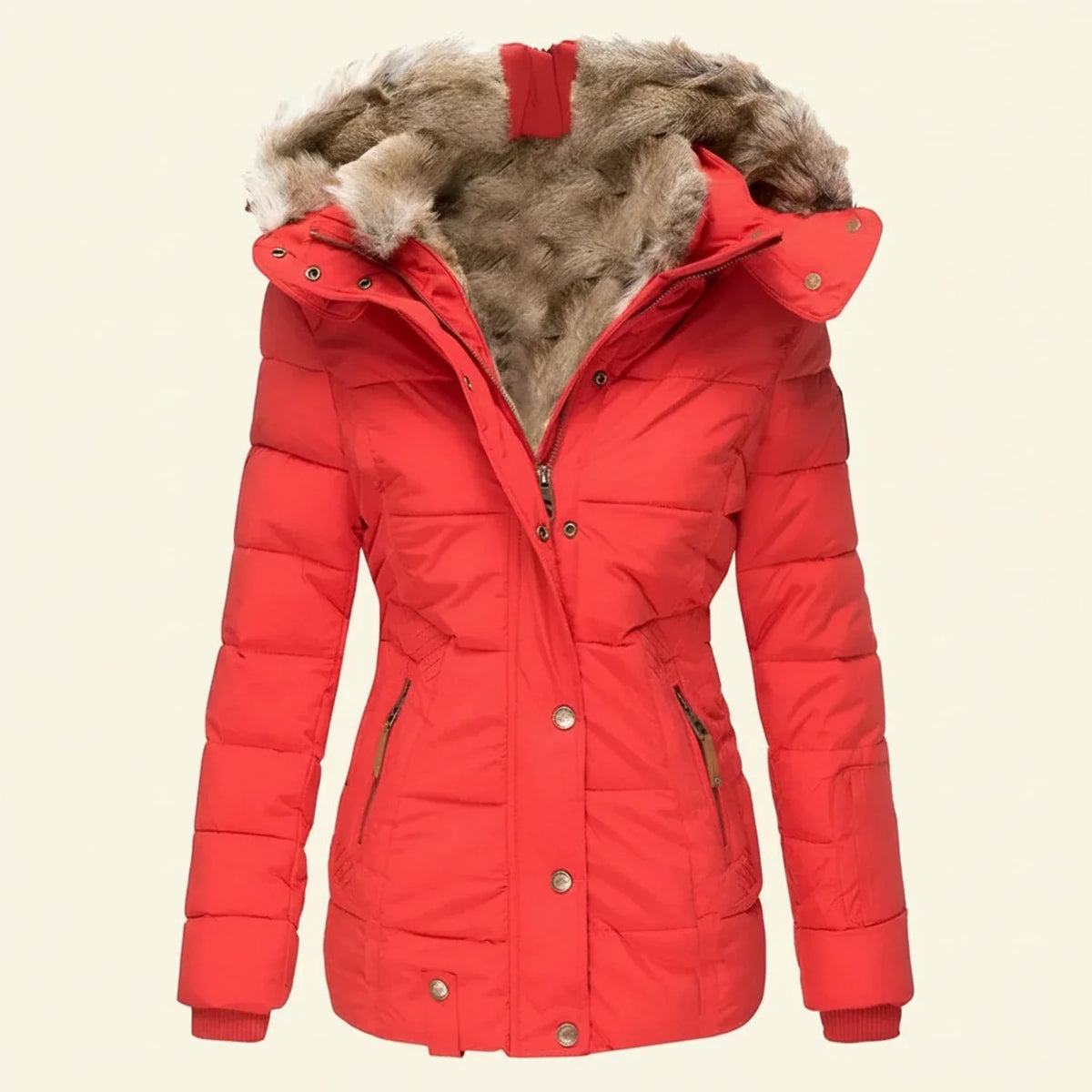 Puffer winterjas met capuchon voor dames