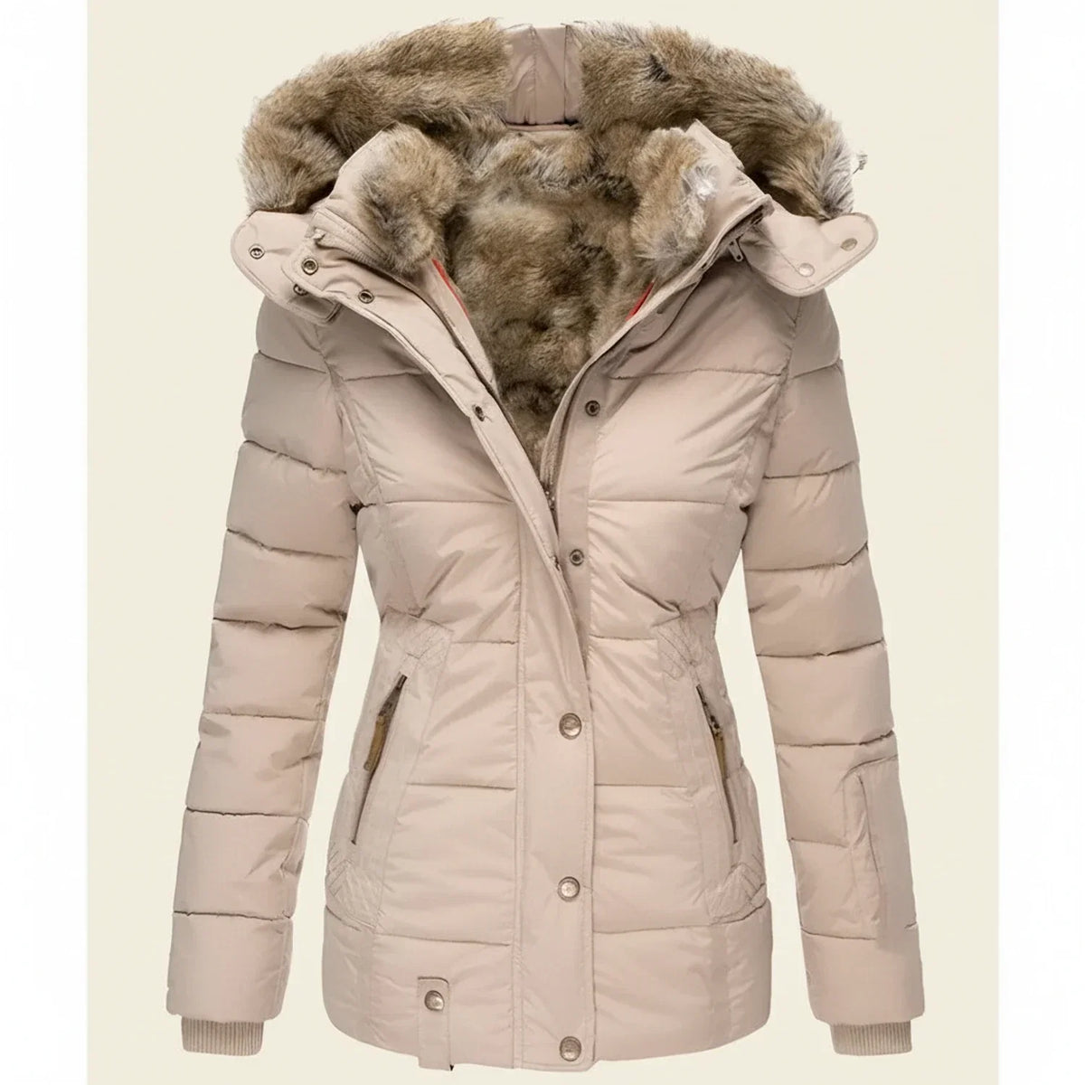 Puffer winterjas met capuchon voor dames