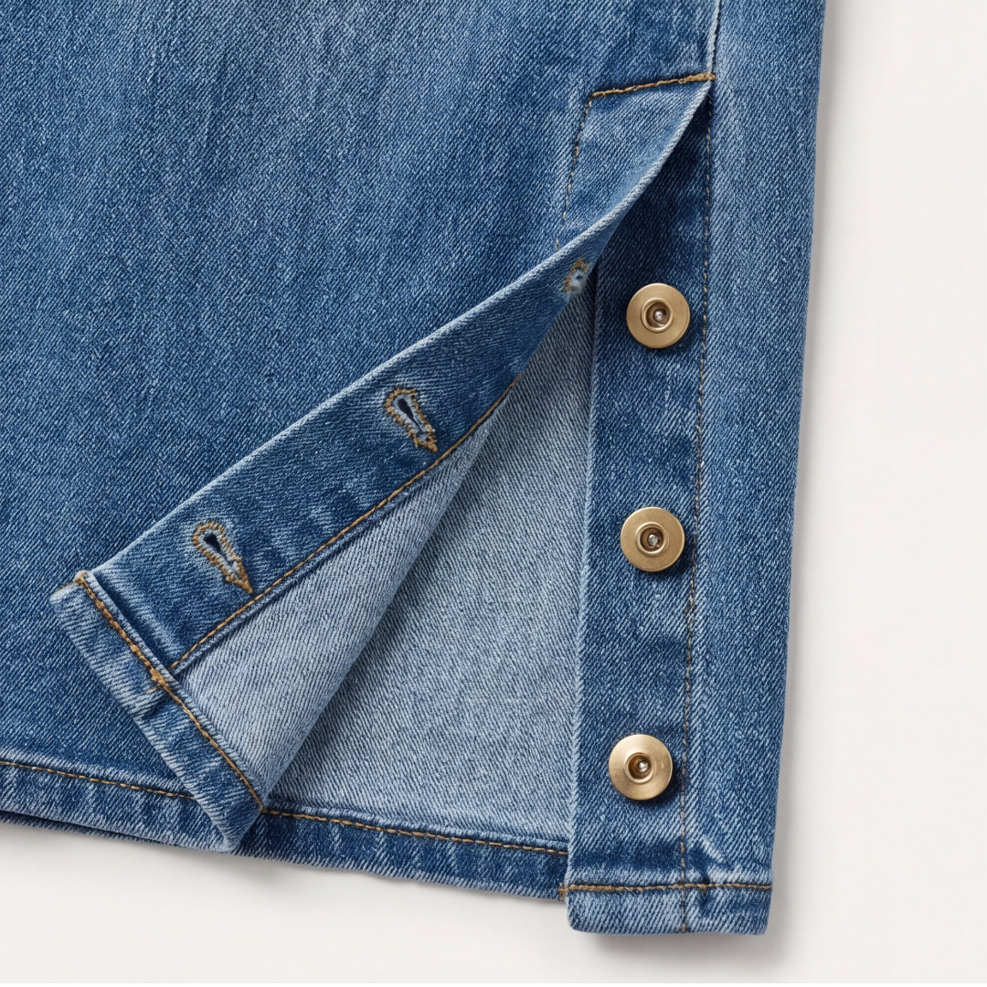 Retro wide leg jeans met knoopsluiting aan de voorkant