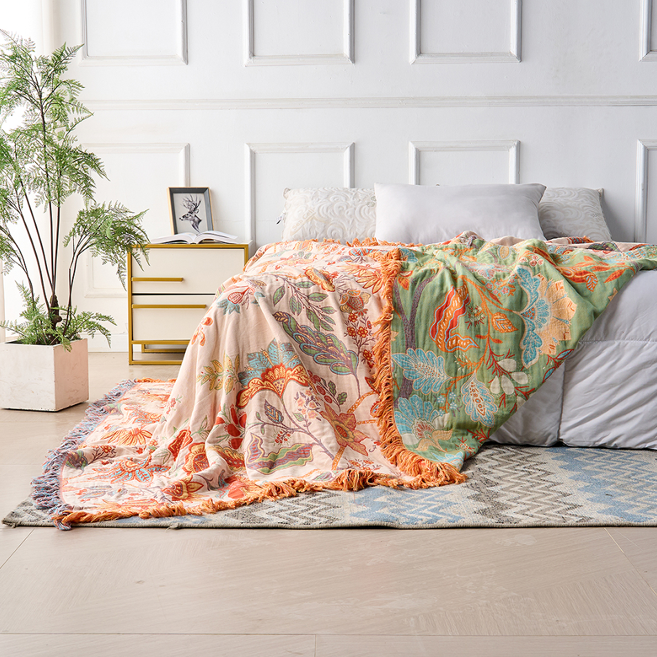 Rustiek boho plaid met bloemenprint