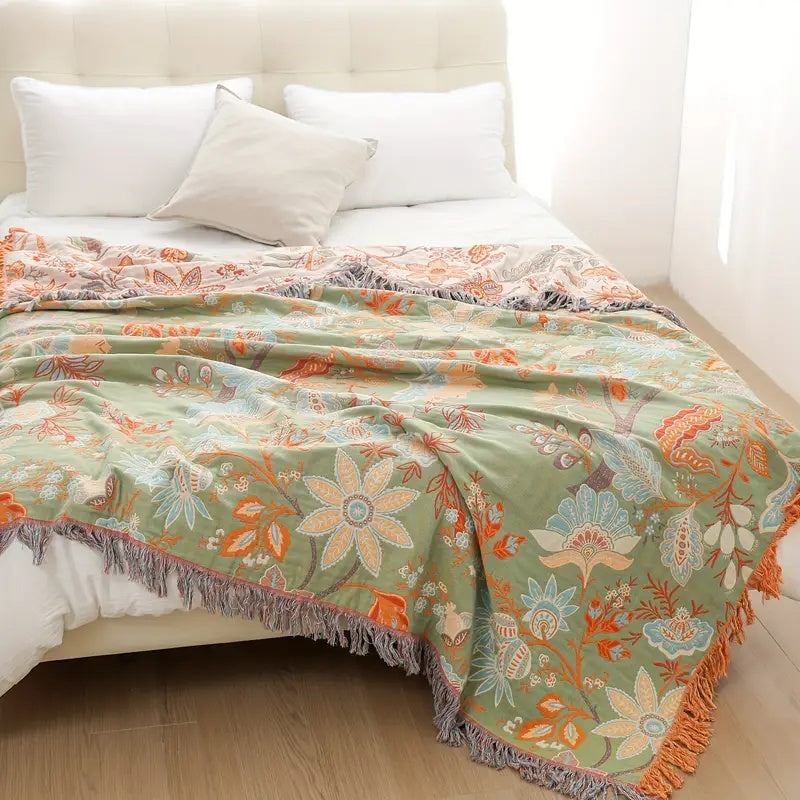 Rustiek boho plaid met bloemenprint