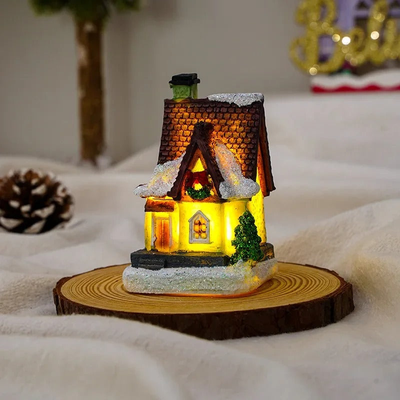 Set van 6 led-kerstdorphuisjes
