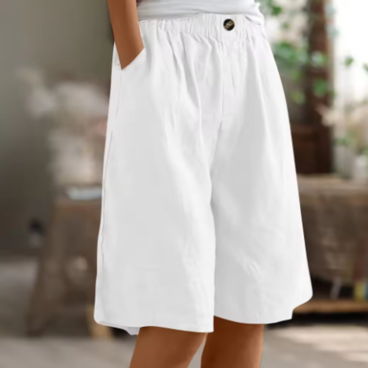 Shorts met hoge taille en wijde pijpen voor dames