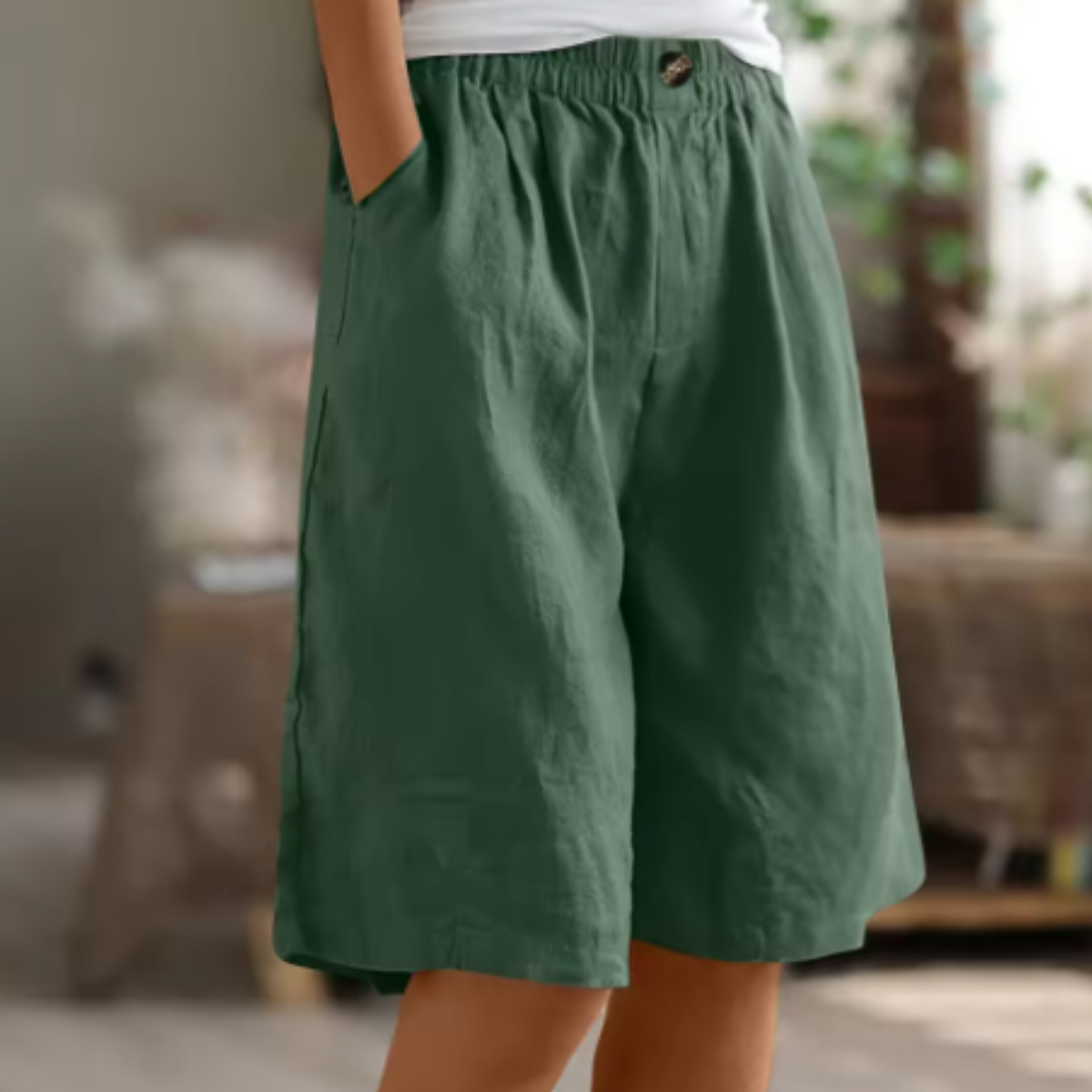 Shorts met hoge taille en wijde pijpen voor dames