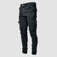 Slim fit denim cargobroek voor heren