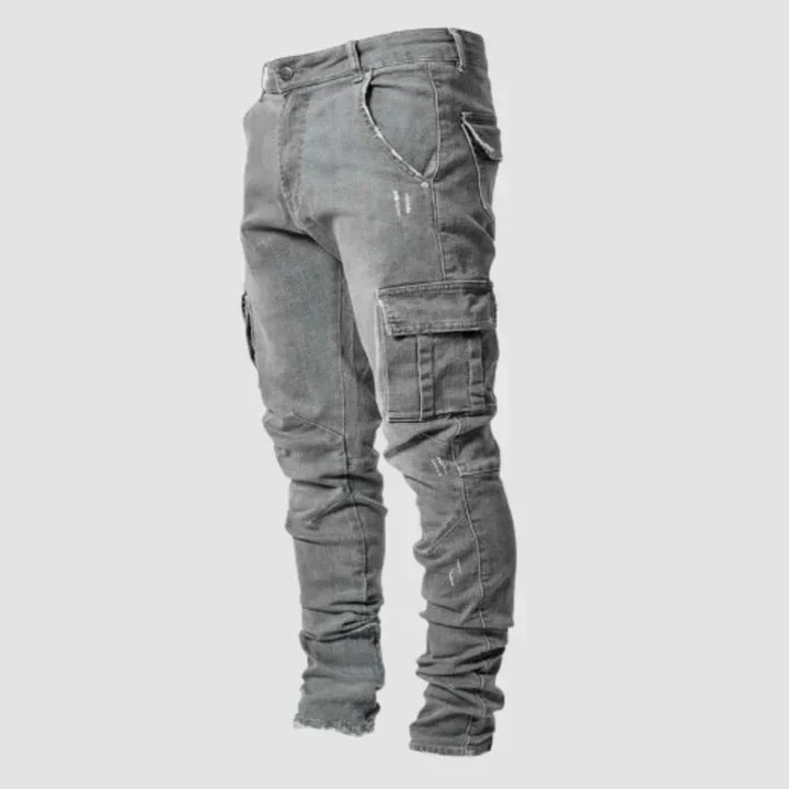 Slim fit denim cargobroek voor heren