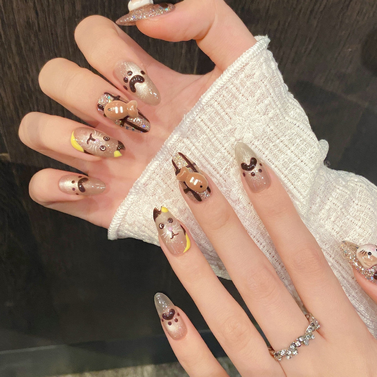 Speelse press-on nagelset met dierenthema