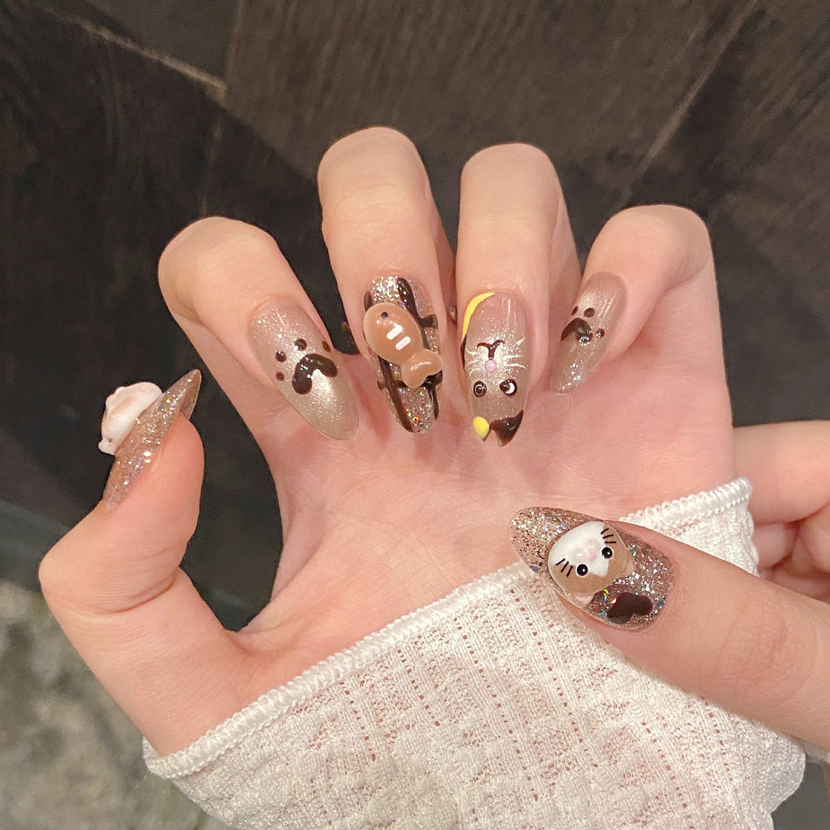 Speelse press-on nagelset met dierenthema