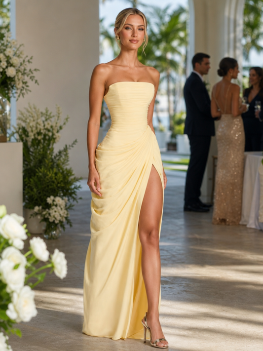 Strapless lange maxi-jurk voor dames in recht model