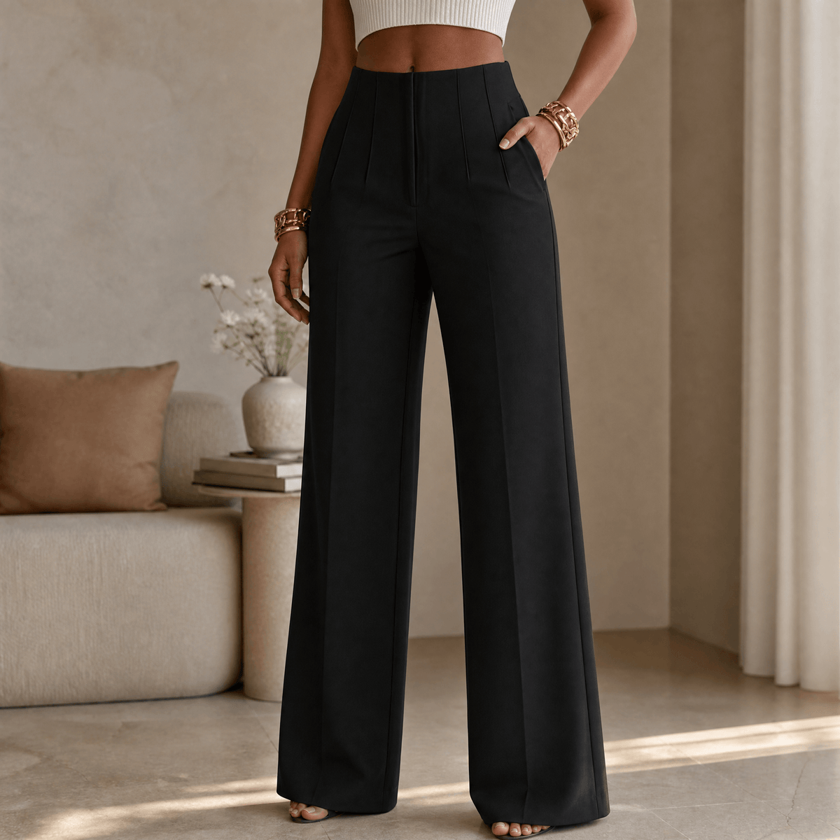 Tailored pantalon met plooien