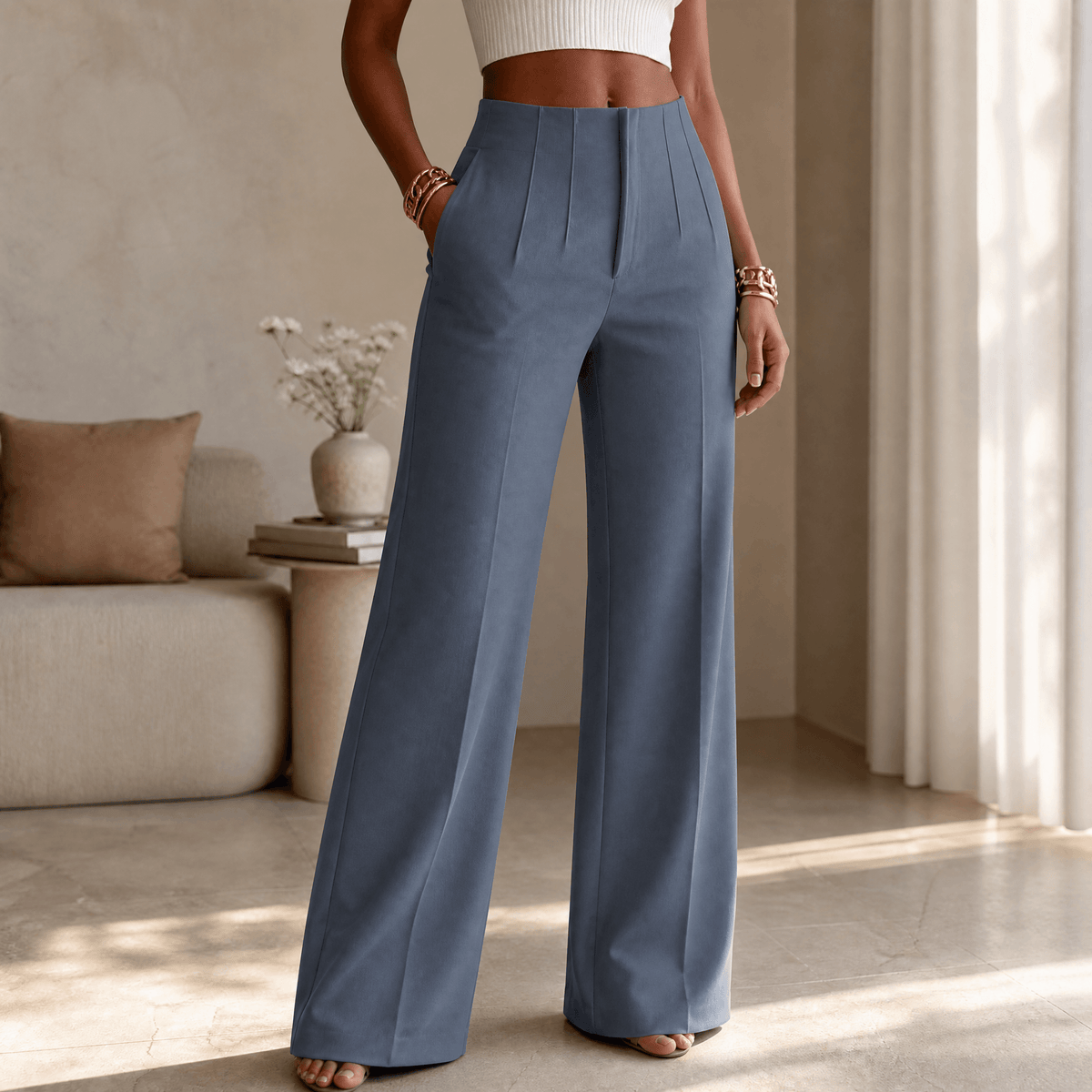 Tailored pantalon met plooien