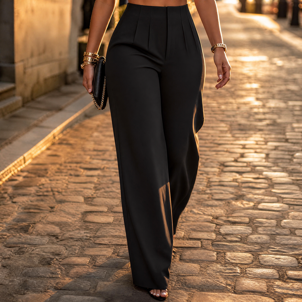 Tailored pantalon met plooien