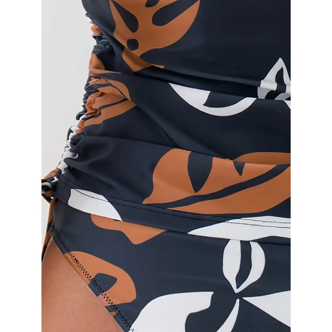 Tropische tankini met hoge taille