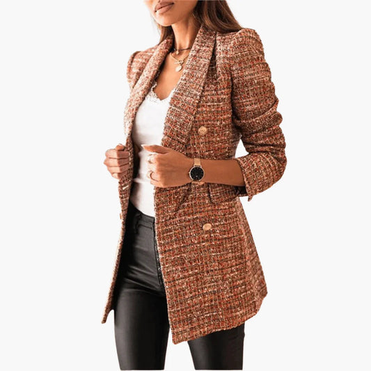 Tweed blazer voor dames met knopen – elegant en modern