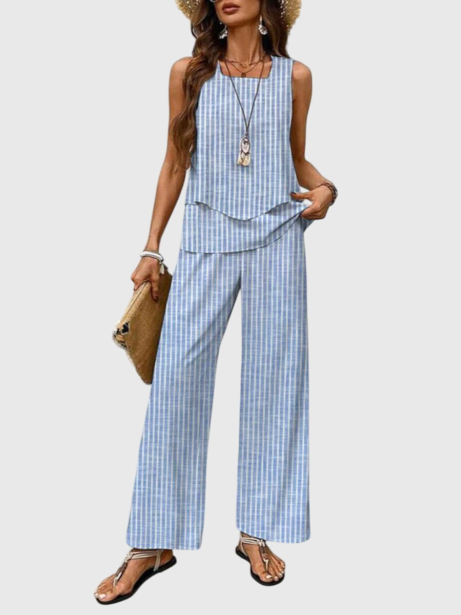 Tweedelige dames set met wijde pijpen