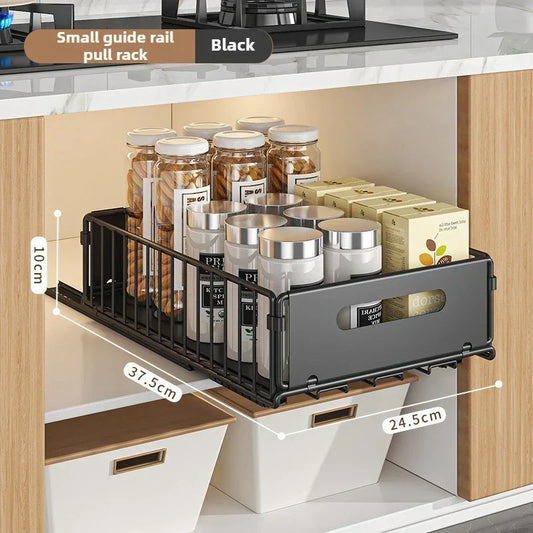 Uittrekbare Kruiden organizer voor Diepe Kasten, Koolstofstaal, Zwart