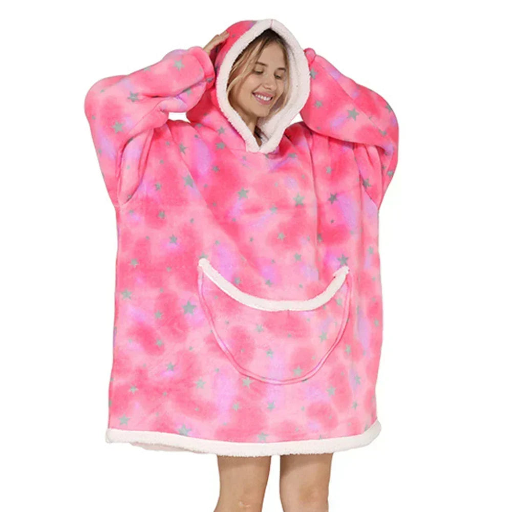 Unisex Oversized Draagbare Deken met Capuchon & Zakken