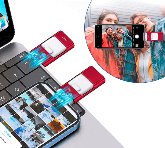 USB-stick voor directe back-up van foto's en video's voor tablet en pc