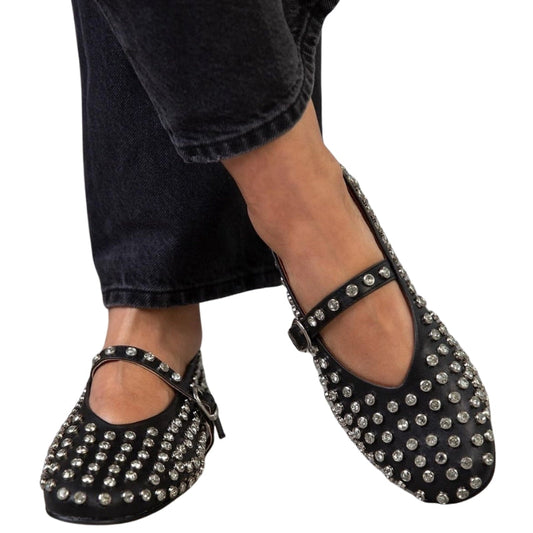 Verfrissende Mary Jane ballerina's met glanzend bandje en decoratieve studs